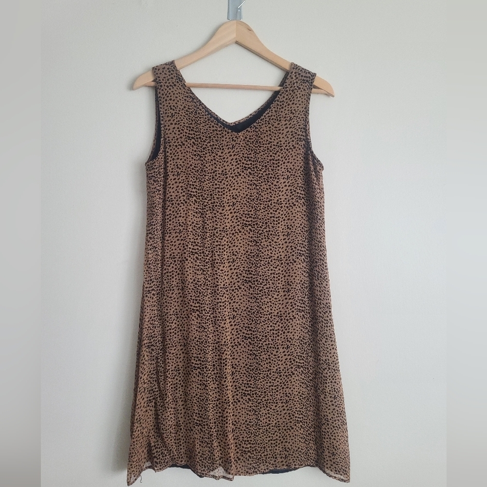 Bobbie Bee 100% silk leapord print mini dress size 10
